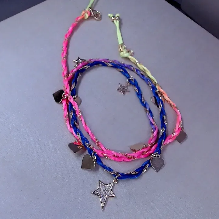 PL Hand Made com pingentes de Estrelas e Coração G 65 cm