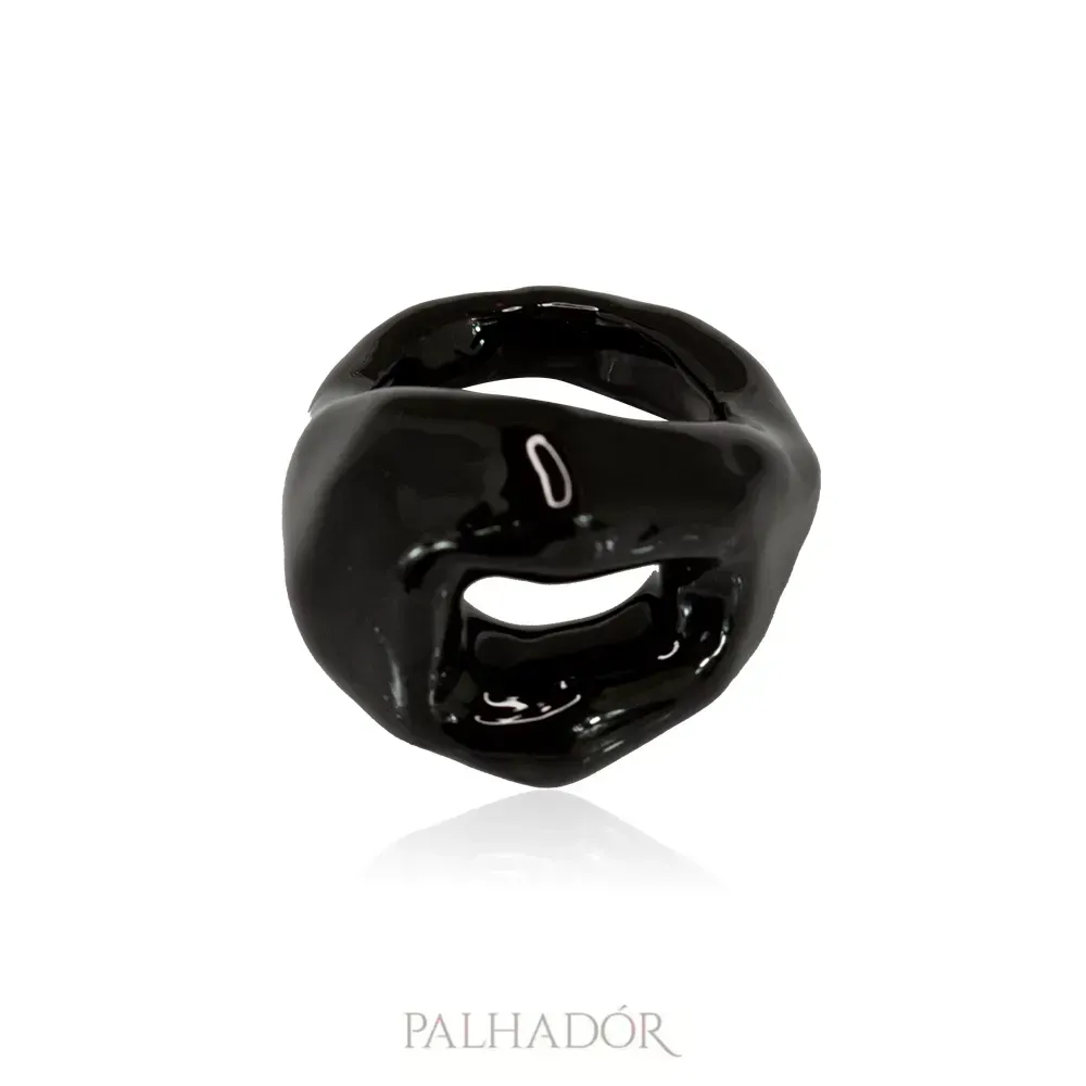 ANEL FACETADO SPFW ESMALTADO BLACK