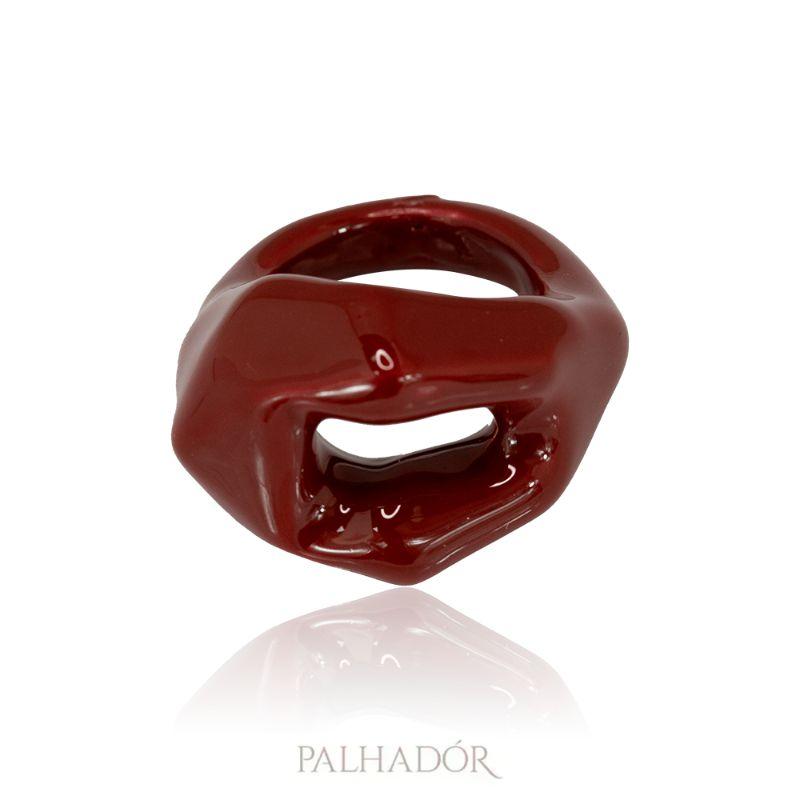 ANEL FACETADO SPFW ESMALTADO MARSALA