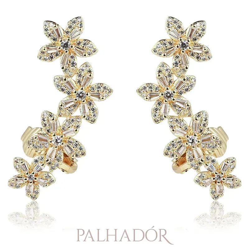 BRINCO EARCUFF FLOR 5 PÉTALAS OURO BRINCO EARCUFF FLOR 5 PÉTALAS OURO